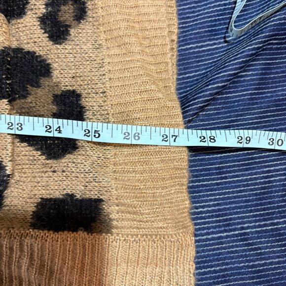 Love by Design M Leopard Print Cardigan Women Tan Open Front Boho Fall Layering - Picture 6 of 7